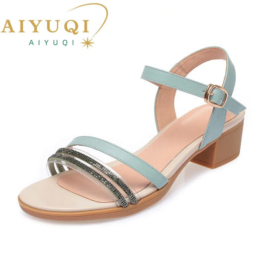 AIYUQI Sandalen Sommer Mädchen Neue Fisch Mund Mode Strass Frauen Sandalen Atmungs Große Größe Frauen Sandalen