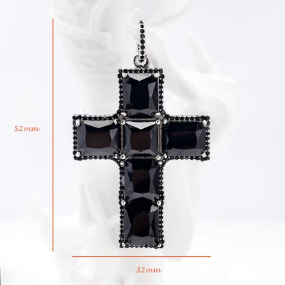 Damen-Anhänger Kreuz geschwärzt schwarze Zirkonia Vintage aus Sterlingsilber