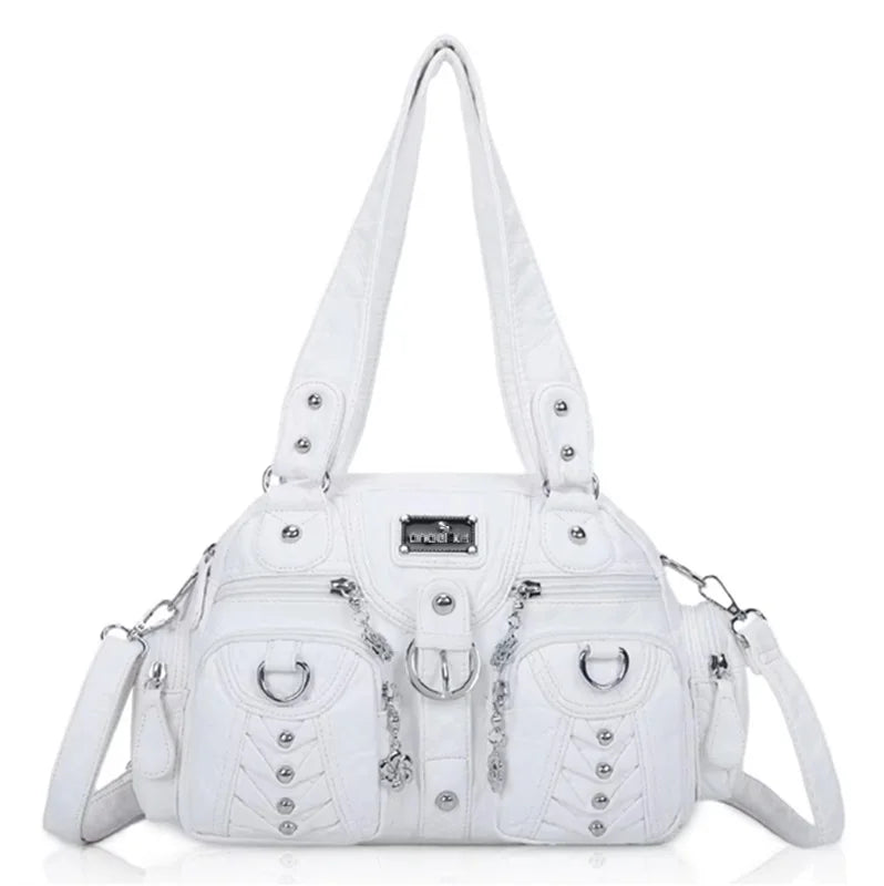 Damen-Satchel-Handtasche aus PU-Leder mit Reißverschluss und viel Stauraum für Alltag und Freizeit