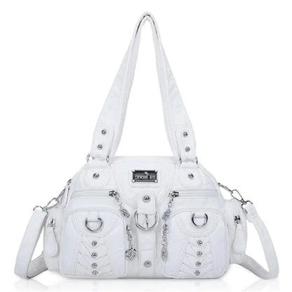 Damen-Satchel-Handtasche aus PU-Leder mit Reißverschluss und viel Stauraum für Alltag und Freizeit