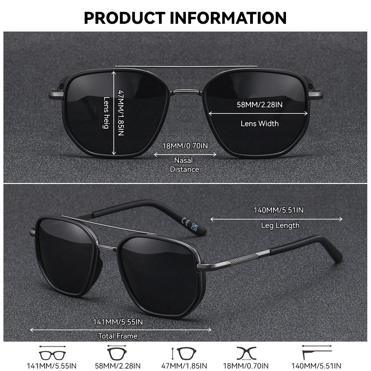 Sonnenbrille Polygon Streifen TAC UV400 polarisiert Herren Damen