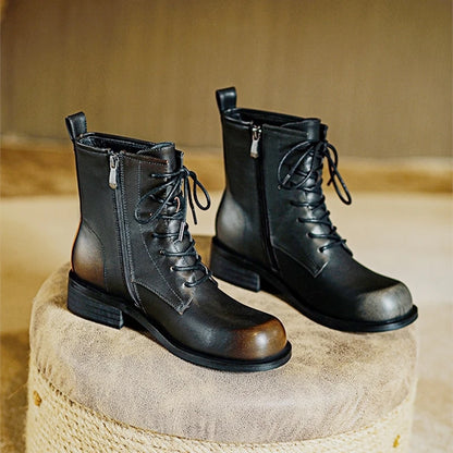 Damen Stiefeletten im Retro-Stil mit rutschfester Sohle und niedrigem Absatz