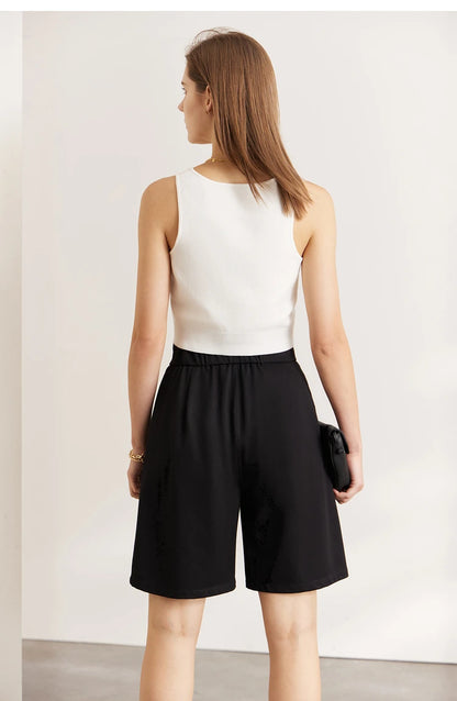 Damen Shorts im Minimalismus-Stil mit elastischer Taille für den Sommer