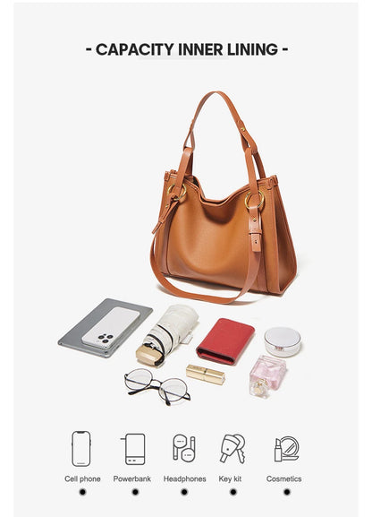 Damen Handtasche Aus Echtem Leder Mit Großer Kapazität
