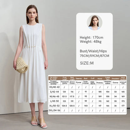 Leichtes Damen Sommer Kleid Lang Ärmellos Schlichte Eleganz