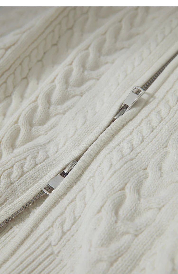 Damen-Rollkragen-Strickjacke Reißverschluss schlank Herbst