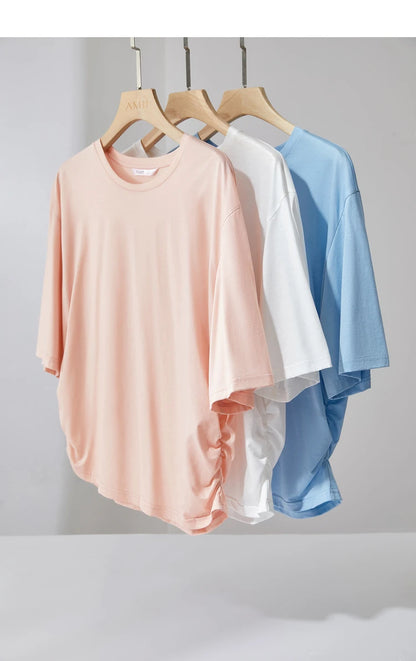 Damen T-Shirt im minimalistischen Stil aus leichtem elastischen Baumwollstoff