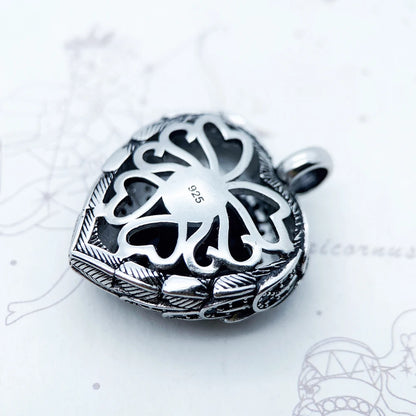 Damen-Charm-Anhänger geflügeltes Herz schwarz Glamour aus Sterlingsilber