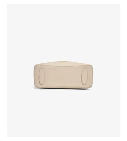 Damen-Handtasche aus Echtleder mit Diamantprägung und Frontklappe, Vielseitige Umhängetasche für Alltag