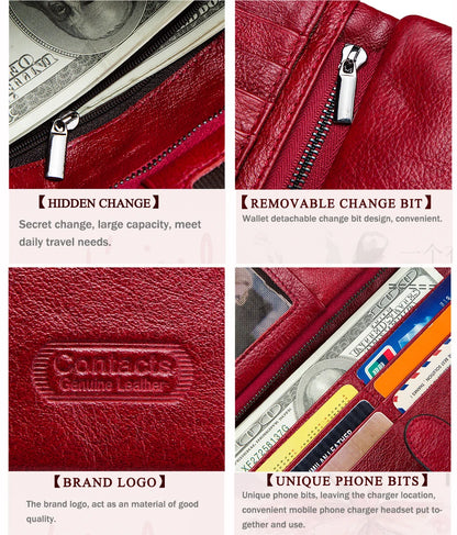 Herren Echtleder Lange Geldbörse Vintage Handyfach Fotohalter Kartenhalter Reise