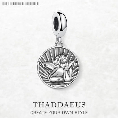 Damen-Charm-Anhänger Schutzengel Scheibe Disc aus Sterlingsilber