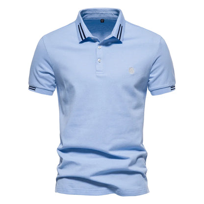 Herren Poloshirt aus Baumwolle in einfarbig mit klassischem Design für Freizeit und Business