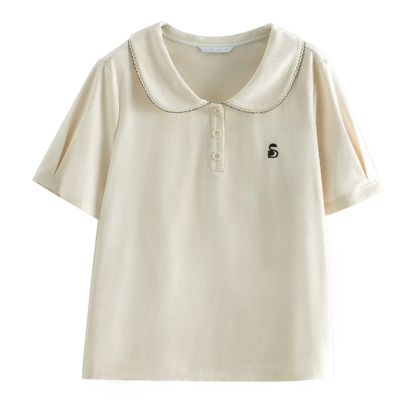 Lässige Damen-Bluse in Übergröße mit Schnalle, kurzen Ärmeln und umgeschlagenem Kragen – tailliert und figurbetont für den Sommer.