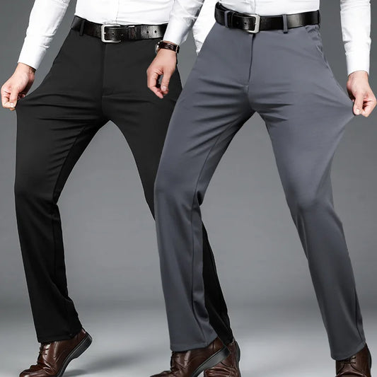 Neue Frühling Sommer Elastische männer Casual Hosen Mittleren alters Junge Menschen Vierseitige Elastische Hosen Dünne männer Gerade hosen