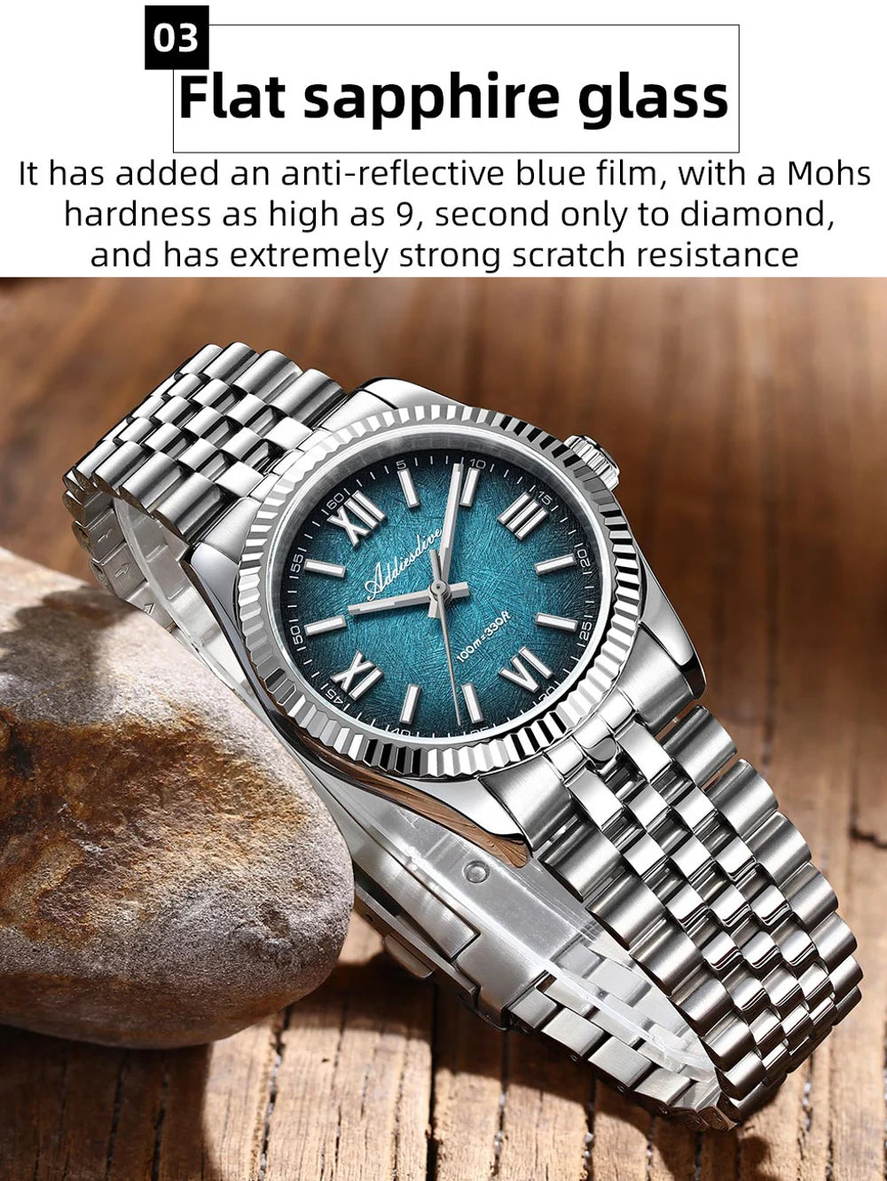 Herren-Quarzuhr mit Saphirglas und Jubilee-Armband