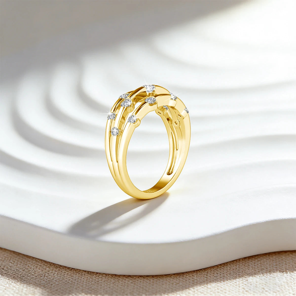 Damen-Ring aus Moissanit, 925er Sterling-Silber, Ewigkeitsband, Zertifiziertes Schmuckstück
