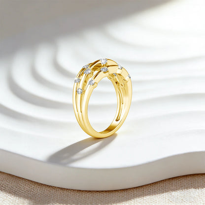 Damen-Ring aus Moissanit, 925er Sterling-Silber, Ewigkeitsband, Zertifiziertes Schmuckstück
