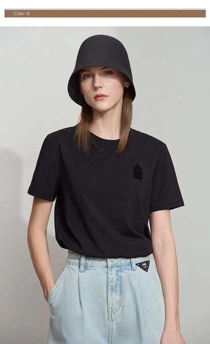 Damen T-Shirt aus Eisprozellan mit Rundhalsausschnitt und antibakteriellen Eigenschaften