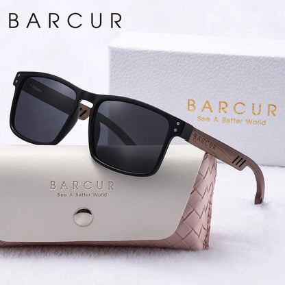 Damen-Sonnenbrille Holz Walnuss Doppelrund Nagel polarisiert UV400