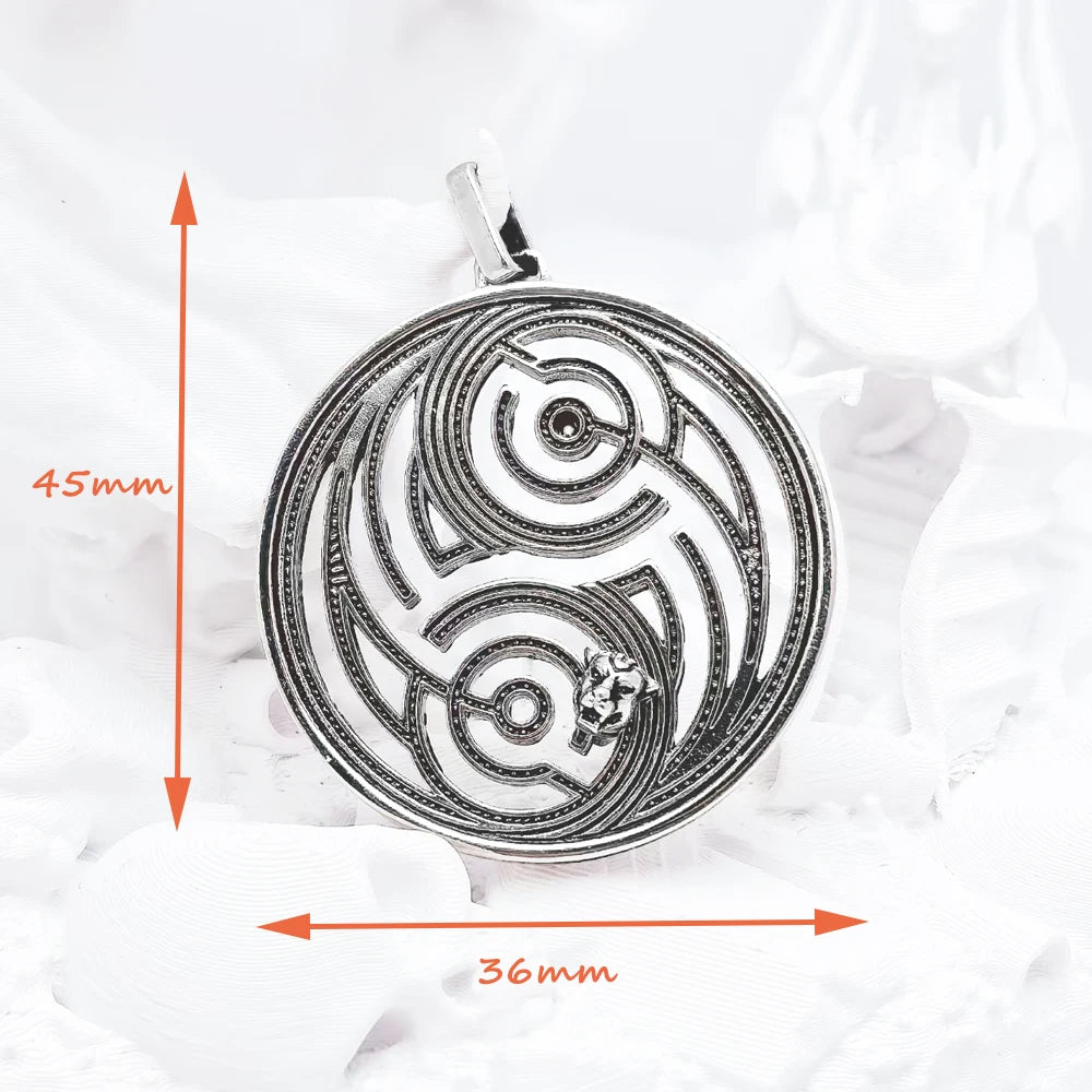 Damen-Charm-Anhänger Panther Labyrinth rund Vintage aus Sterlingsilber