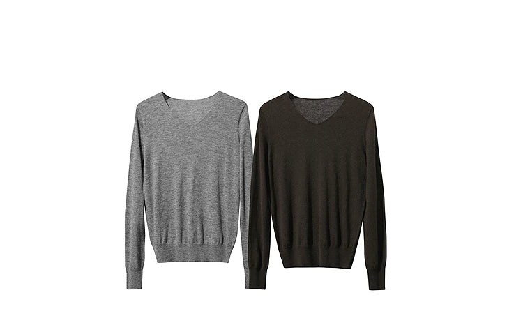 Damen V-Ausschnitt Pullover 100 % Wolle vielseitig Langarm Herbst