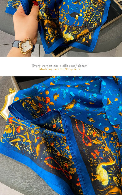 Damen Seidenschal quadratisch 68cm Halstuch Bandana Hijab Pashmina B