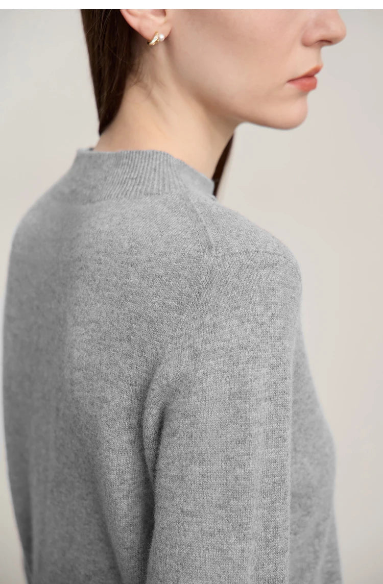 Damen-Rollkragenpullover Wolle-Kaschmir locker Herbst