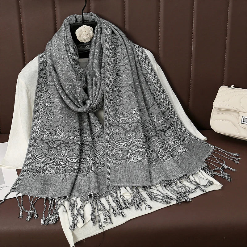 Damen Winterschal Kaschmir Pashmina Luxus Druck warm Stolen Foulard Baumwolle