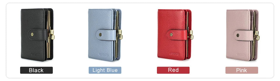 Damen Echtleder Geldbörse Vintage Metallrahmen Kartenhalter Münzbörse Luxus