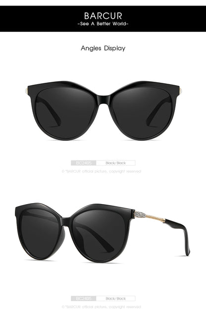Damen-Sonnenbrille Cat Eye oval Farbverlauf Spiegel polarisiert