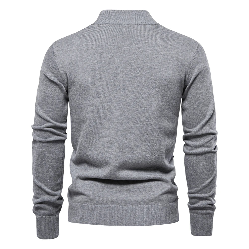 Herren Strickjacke im lässigen Stil mit Stehkragen und Knopfleiste