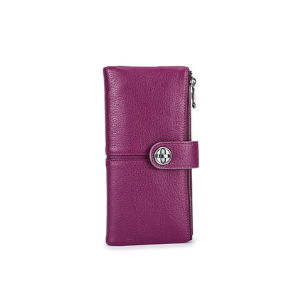Damen Echtleder Lange Geldbörse Vintage RFID Clutch Portemonnaie Kartenhalter Reise