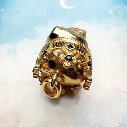 Damen-Charm-Anhänger Totenkopf König Krone Hiphop aus Sterlingsilber