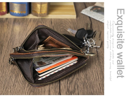 Herren Echtleder Geldbörse RFID Schlüsselanhänger Karten Münzfach Mini Reise Geschenk
