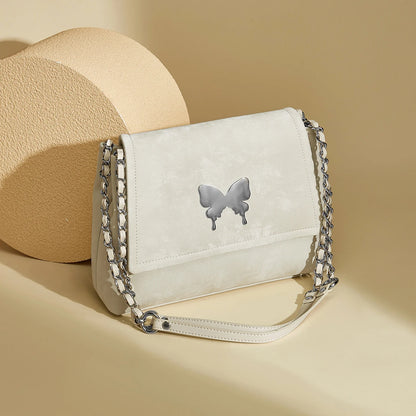 Elegante Damen Schultertasche aus PU-Leder mit Schmetterlings-Dekor