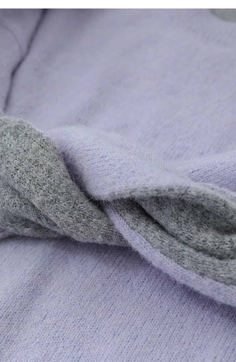 Damenpullover-Strick mit weicher Oberfläche und zweifarbiger Bündchenkante