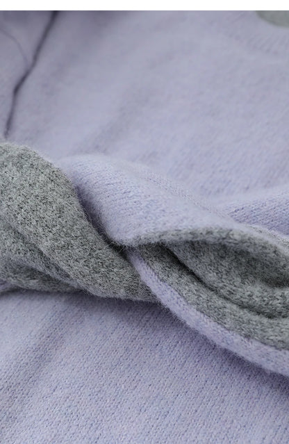 Damenpullover-Strick mit weicher Oberfläche und zweifarbiger Bündchenkante