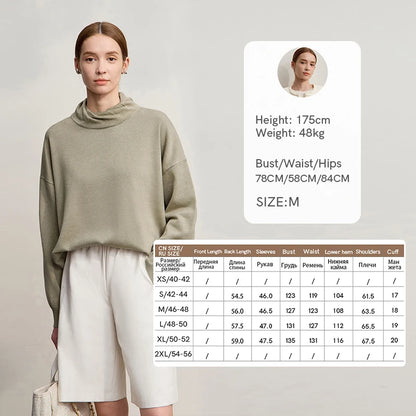 Damen-Rollkragenpullover locker Wolle-Mix Raglan lang Winter