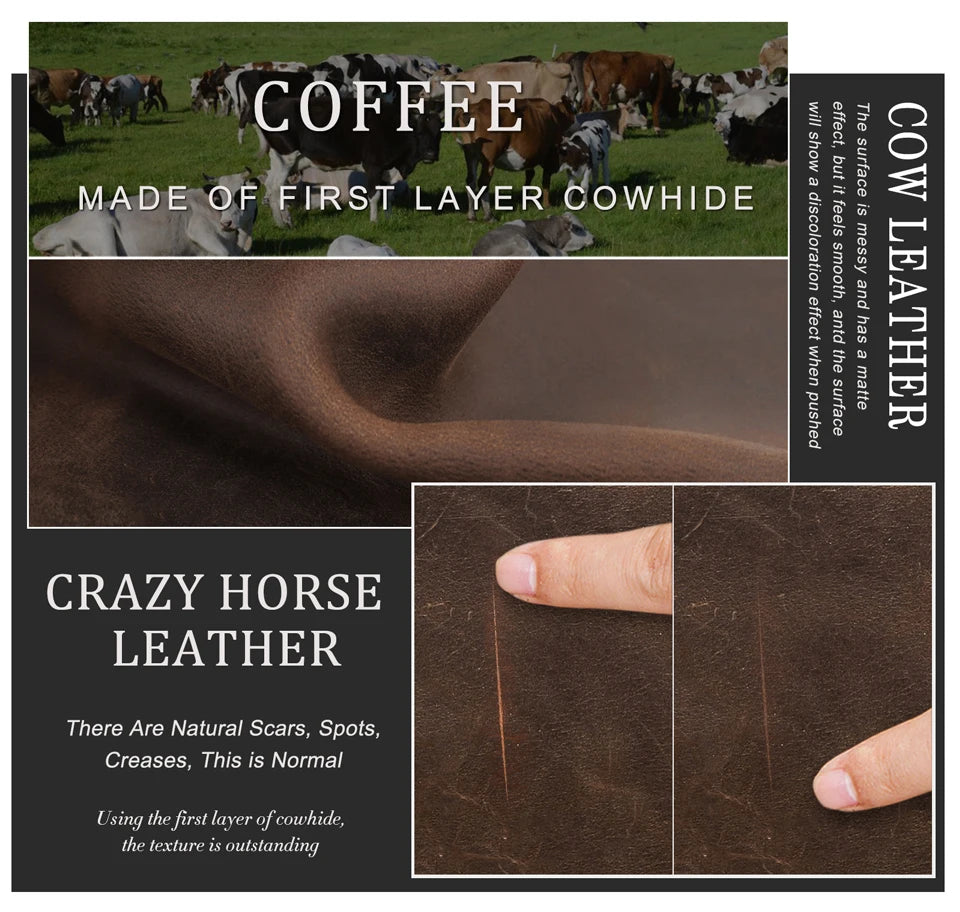 Leder-Reisepasshülle mit brauner Oberfläche und markanter Textur des Crazy-Horse-Leders