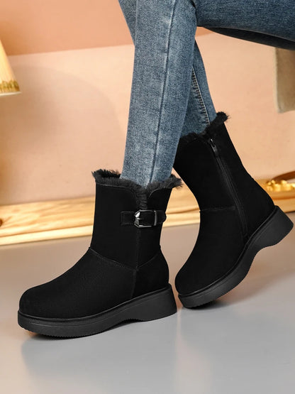 AIYUQI Snow Boots Female Genuine Leather 2025 New Wedge Anti-slip Women's Winter Shoes Boots Natural Wool Women Ankle Boots