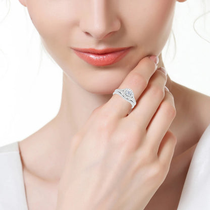 Verlobungsringe Paarset aus Moissanit und 925 Sterling Silber mit Zertifikat Premium Hochzeits Schmuck Geschenk