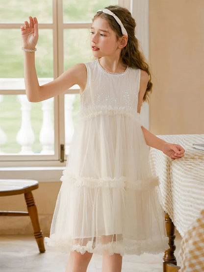 Ärmelloses Sommerkleid für Mädchen in Hellgelb – ideal für Geburtstage, Hochzeiten und festliche Anlässe