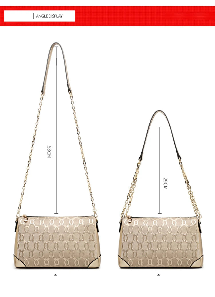 Damen-Umhängetasche aus Split-Leder mit Kettenriemen in Satchel-Form, vielseitig für Alltag und Abendveranstaltungen