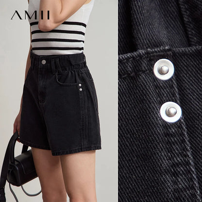 Damen Shorts Baumwoll-Denim Lässig Locker Gerade Vintage Modische Taschenjeans