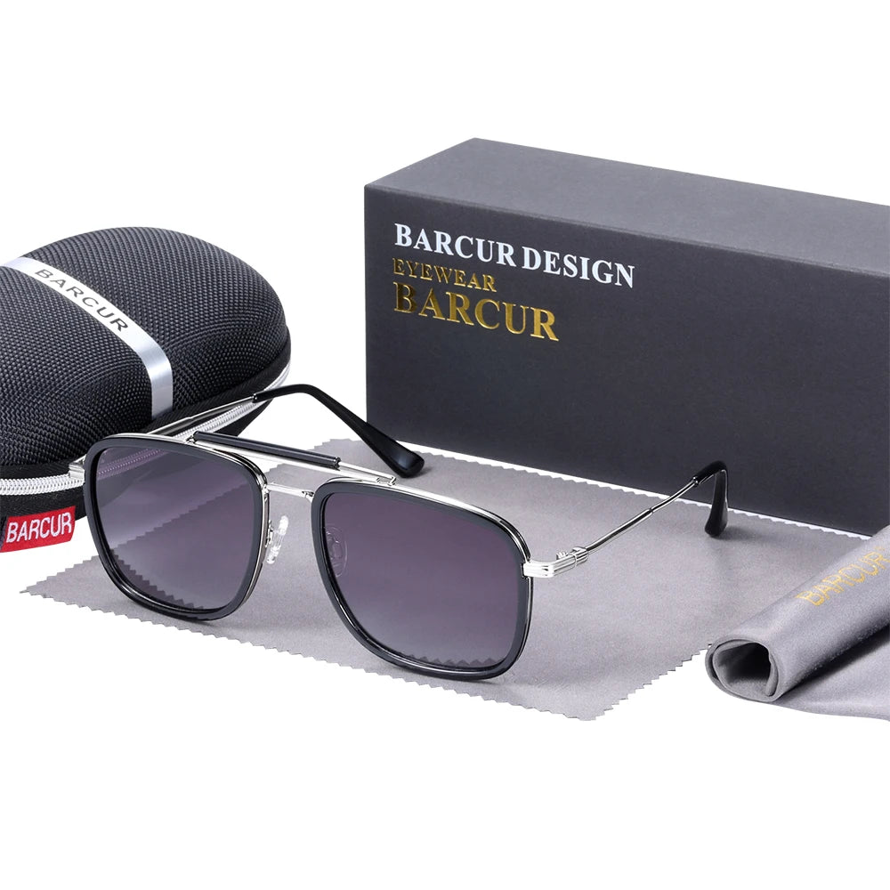 Sonnenbrille quadratisch Luxus Farbverlauf polarisiert Spiegel Herren