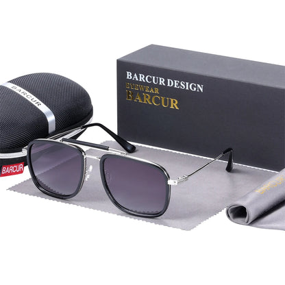 Sonnenbrille quadratisch Luxus Farbverlauf polarisiert Spiegel Herren