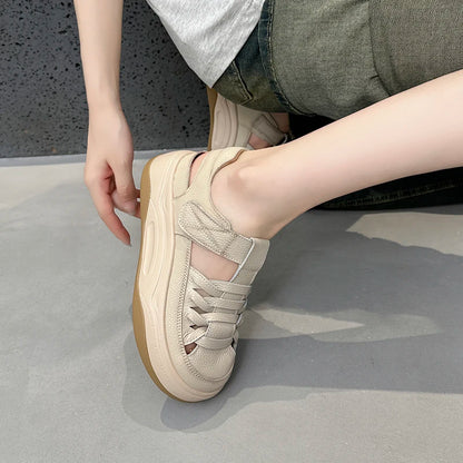 AIYUQI 2025, neue frauen turnschuhe schuhe Sommer dicken sohlen hohl frauen sandalen Große-größe casual schwein käfig weibliche schuhe