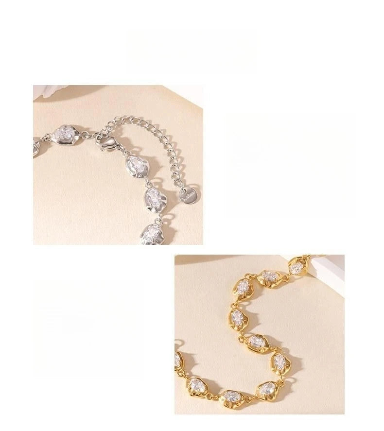 Damen-Gliederarmband mit Zirkonia aus Edelstahl