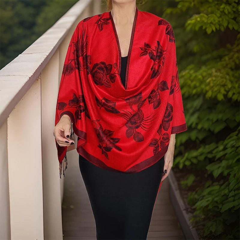 Damen Winterschal Kaschmir Plaid warm Pashmina Bandana Quaste B