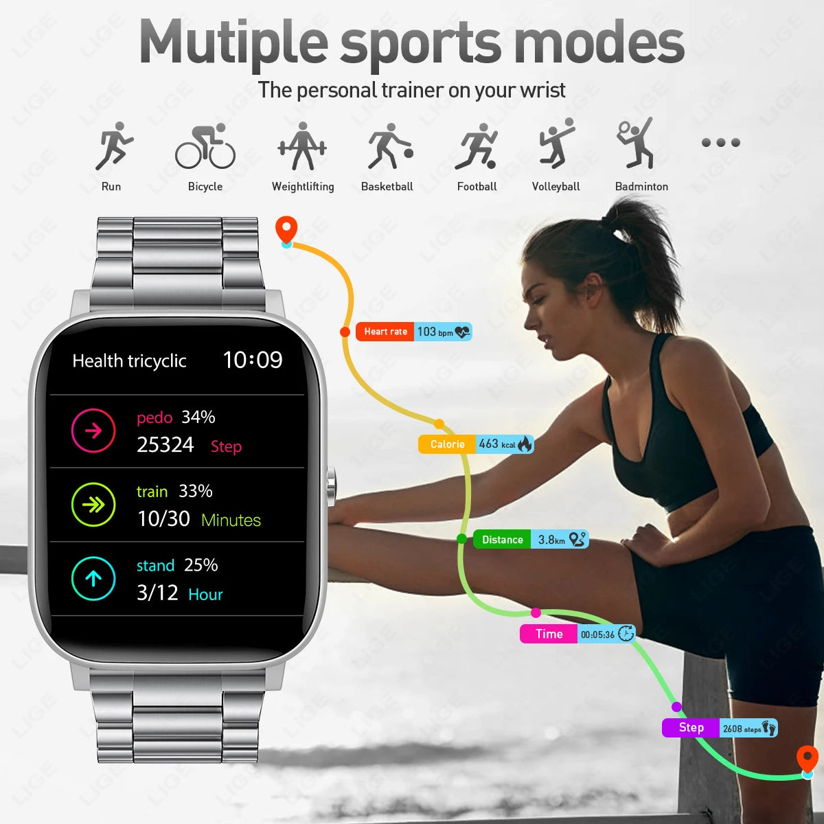 LIGE 2025, Smart Uhren Männer Frauen Voller Touchscreen Drahtlose Anruf Wasserdichte Sport Fitness Tracker Smartwatch Dame Reloj Mujer
